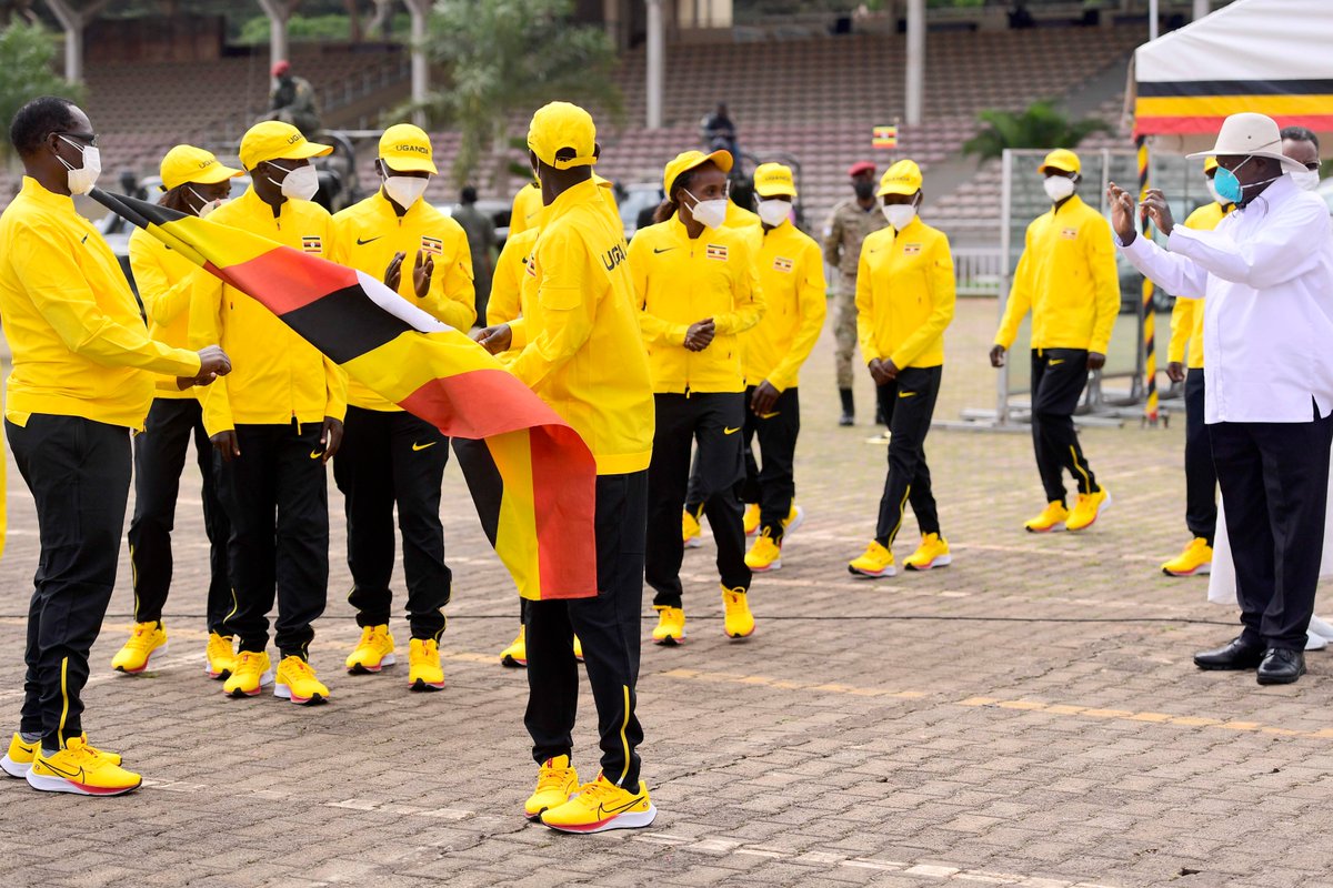 KagutaMuseveni's tweet photo. Flagging off the Ugandan Team ahead of the Tokyo Olympic and Paralympic Games. While I called upon the team to achieve victory, I also cautioned them to refrain from unsportsmanlike conduct and uphold good personal discipline. https://t.co/Xoc16GkP1h