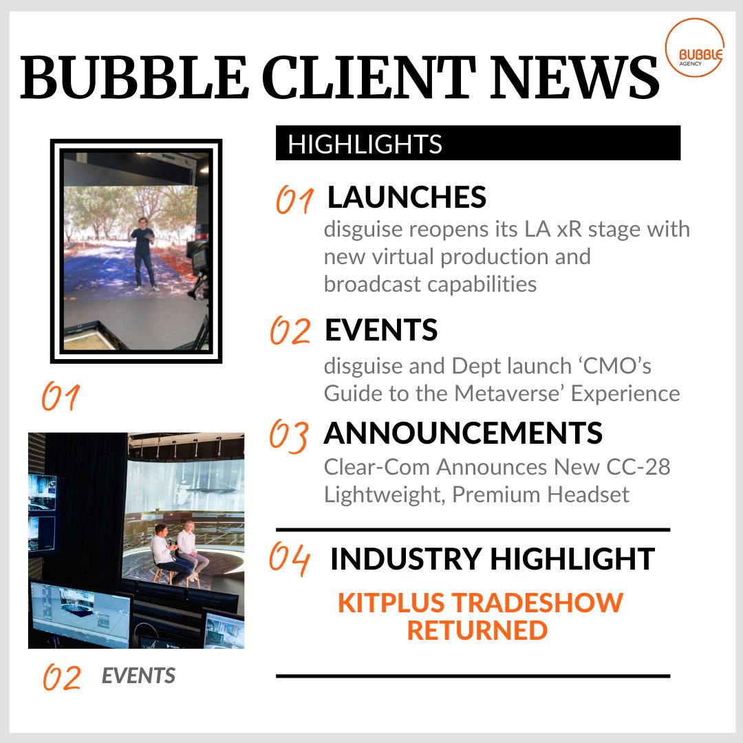 Bubble_Agency's tweet photo. We have had another great week of client news for #TeamBubble...

@clearcomsystem has announced its new CC-28 lightweight, premium headset: https://t.co/3AGGWJmgTS &amp; its Station-IC virtual desktop client is now available for LQ Series of IP Interfaces: https://t.co/mOlHjIt4A2 https://t.co/2SjxjdtUSx
