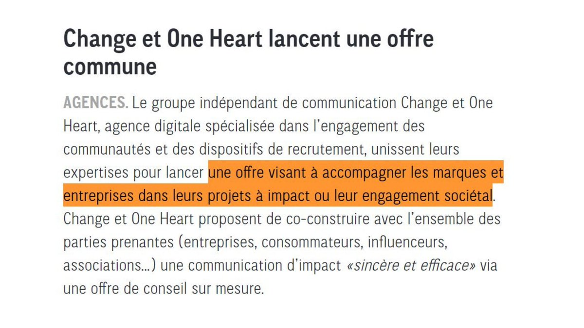 Avec l'@agencechange, nous lançons #PositiveCommunities, une offre personnalisée à destination de toutes celles et ceux qui rêvent d'un monde meilleur et qui portent un projet à #impact. 🚀
Merci <a href="/Strategies/">Strategies</a> pour cette belle mise en avant !