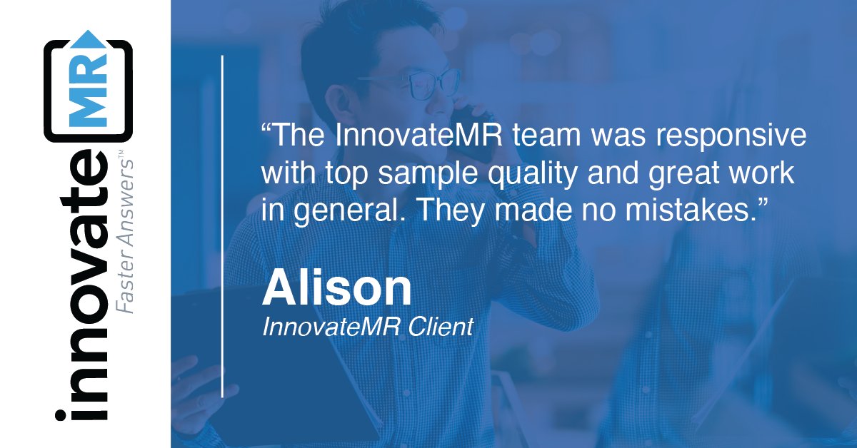 InnovateMR's tweet photo. Our team strives for perfection to make sure your projects are fielded exactly as you need them to be. Learn more about how at https://t.co/Dx7XJ4LSjB. #feelgoodfriday #clientfeedback #mrx #fasteranswers https://t.co/U8iPAFtX32