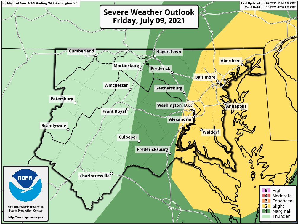 NWS BaltimoreWashington on Twitter "A slight risk of severe