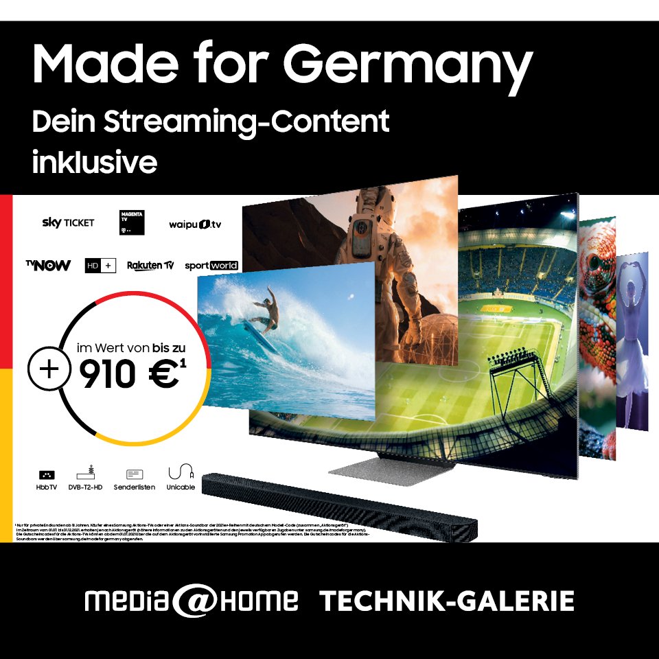 Mit dem Streaming-Content inklusive können Sie bis zu 12 Monate vielfältiges TV-Entertainment genießen. Das Angebot überzeugt mit Sportinhalten, aktuellen Filmen und Serien sowie  HD- und UHD-Inhalten vom 01.07. bis 31.12.2021.
bit.ly/3hqzjUe bit.ly/3wrAGWR #UHD