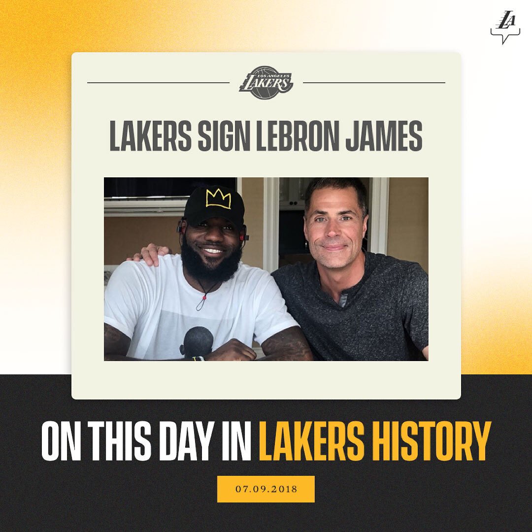 Lakers's tweet photo. A day in the history books: When The King became a Los Angeles Laker 👑 https://t.co/fDmJRrlyXA