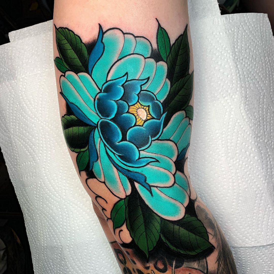Blue peony coverup by Caleb Andrus at Ink Envy in Somerset Kentucky  r tattoos