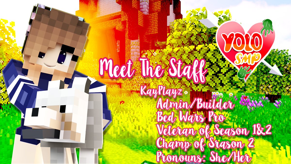 MEET the #YOLOSMP STAFF! Next up we have <a href="/KayPlayz_/">Kay.</a> ! This is her second time on the staff team and she is one of our builder! She is amazing so make sure to check her out! Stay tuned for another staff announcement tonight!