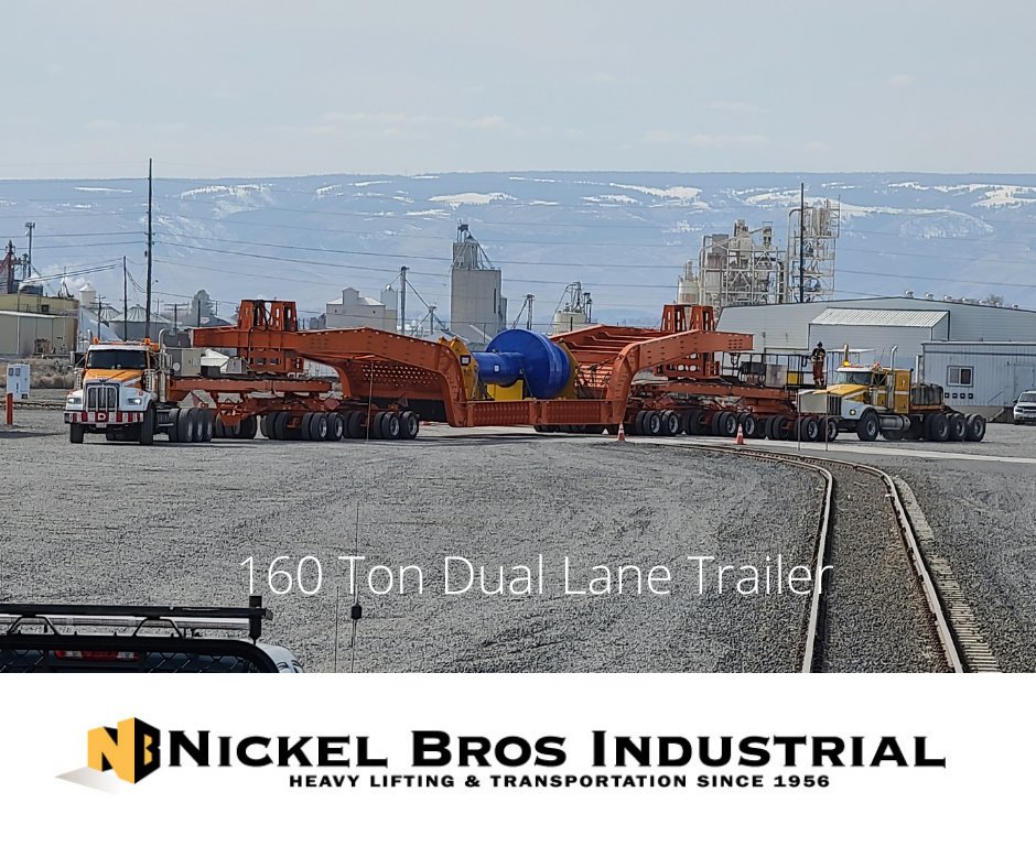 One of Nickel Bros massive trailers required to transport a compact and very heavy shaft.  Contact us for your heavy cargo and oversized loads.
#nickelbrosindustrial
#duallanetrailers
#heavytransportation