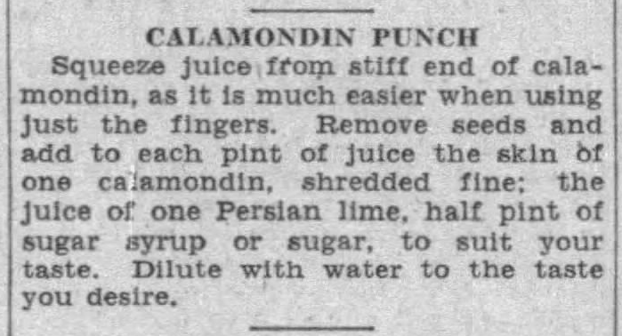 RecipesLost's tweet photo. Calamondin Punch #Calamansi #RecipesLost @RareFruitSocy (Miami Herald, 1933) https://t.co/yHqrcnQYZB
