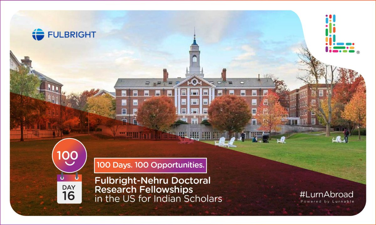 The Fulbright-Nehru Doctoral Research Fellowships offered by the United States – India Educational Foundation: bit.ly/3yDtEQr  

#studyabroad #studyus #phdscholarships #internationalstudents #internationaleducation #indiaus #fullbrightscholarship #researchscholarship