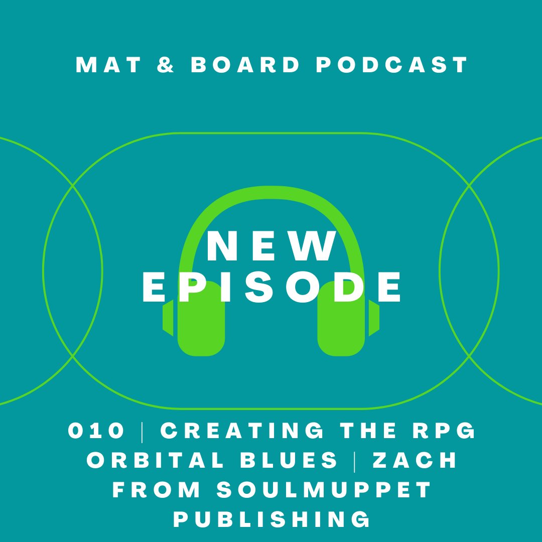 MatAndBoard's tweet photo. On Episode 010 of the Mat &amp; Board Podcast, I interview Zach (@JellyMuppet) from SoulMuppet Publishing. We discuss his team's latest project: Orbital Blues; creating a community of players &amp; contributors; and lessons for an immersive gaming experience. https://t.co/Qz1tQMwXEo https://t.co/iVaJtBr7lN