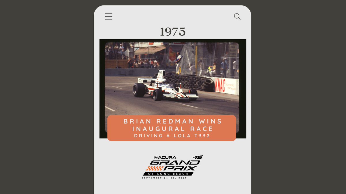 GPLongBeach's tweet photo. In today’s #photofinishfriday, we take you back to the Inaugural Race - 1975. #BrianRedman earned the win, and his rightful place in Grand Prix of Long Beach history! 

#AGPLB #LongBeach https://t.co/quzvp5U06K