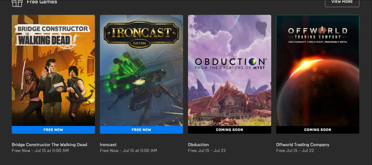 scrixen's tweet photo. It's that time again!! Hit that like button if it helped remind you! Follow for more! Free game on the epic store!
#FREEGAMES #epicgames #twitch #twitchstreamer #smallstreamer #thewalkingdead #ironcast #obduction #offworld https://t.co/nMw1wgazQW