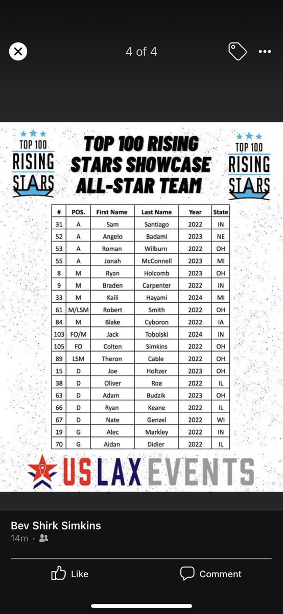 headlineslax's tweet photo. Shout out to 2022 faceoff/mid  @colten_simkins on making the All star game for top 100 showcase today! https://t.co/L0ebwYlLBX