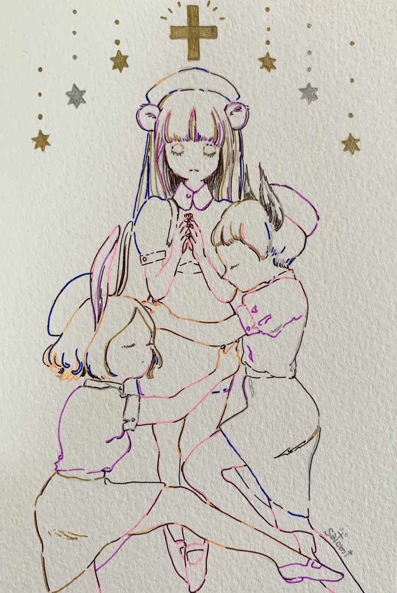 2枚目のらくがきが気に入ってて
このラフさをなくさないで
絵にしたいのだけど
むずかしそう🐊‥🪐 
