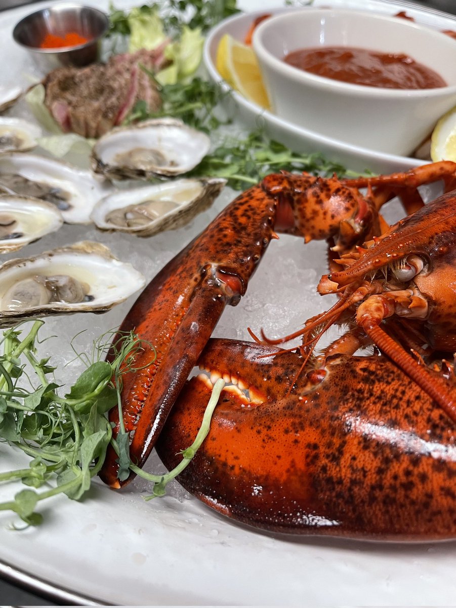 Weekend special: Seafood Platter. Steamed Lobster, Raw Oysters, Poached Shrimp, Seared Ahi, Cocktail Sauce, Mignonette, Drawn Butter, Tobiko &amp; Lemon. 

#glasswbk #TakeMeToLedges #poconomtns #poconos #hawleypa #smallplates #discovernepa #seafoodplatter #foodie #foodpics