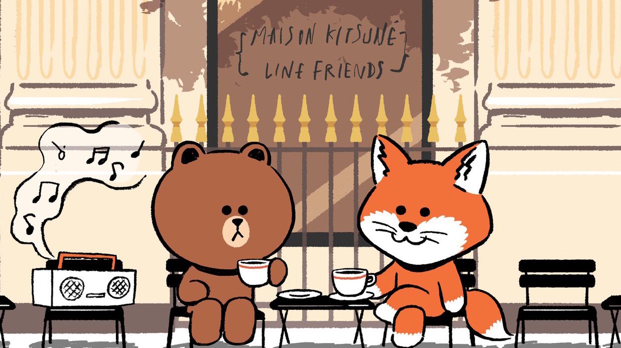 LINE FRIENDS - Maison Kitsuné X LINE FRIENDS GIF stickers