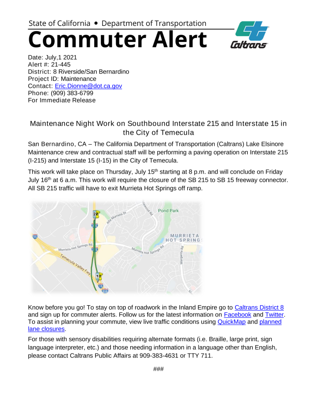 Caltrans8's tweet photo. Maintenance in your city, MAYBE!? #Corona #Temecula #Riverside #BigBear #MountainHomeVillage #Victorville #KramerJunction
https://t.co/KFxmJoAXlm https://t.co/IiKWin6mEv