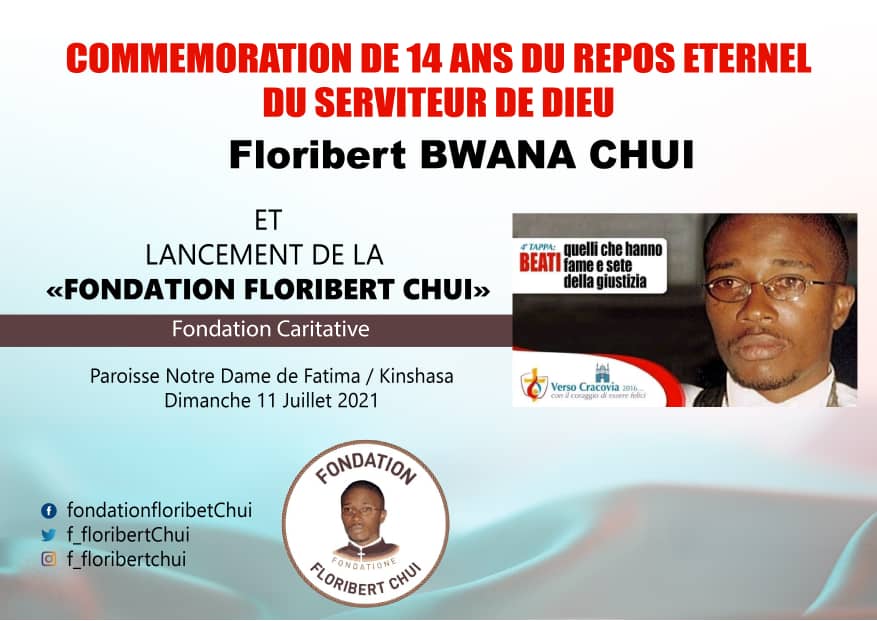 f_floribertChui's tweet photo. Lancement officiel de la Fondation Floribert BWANA CHUI ce dimanche 11 juillet 2021 à la Paroisse Notre Dame de Fatima à Kinshasa. @KositiJean @ChrisDjoMBG  @Pontifex_fr @SantEgidioFr @santegidionews https://t.co/VQtAI9vU2r
