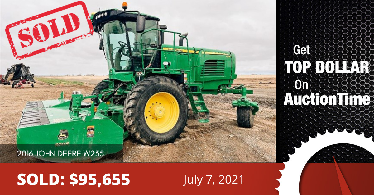 auctiontime's tweet image. July 7th, 2021 Auction Highlight: 2016 JOHN DEERE W235 #Windrower by Big Mountain Auctions SOLD on AuctionTime.com for $95,655

Upcoming Auctions: July 14th, 21st, &amp;amp; 28th.

Consign Your #FarmEquipment Now! 

bit.ly/3hu9DGj  👈 

#AuctionTime