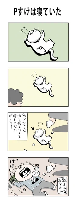 Pすけは寝ていた#こんなん描いてます#自作マンガ #漫画 #猫まんが #4コママンガ #NEKO3 