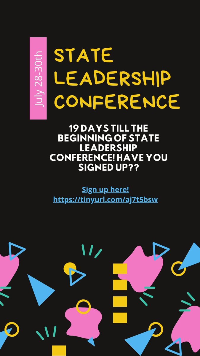 Want to improve your leadership skills? Click the following link to sign-up for State Leadership Conference: tinyurl.com/aj7t5bsw