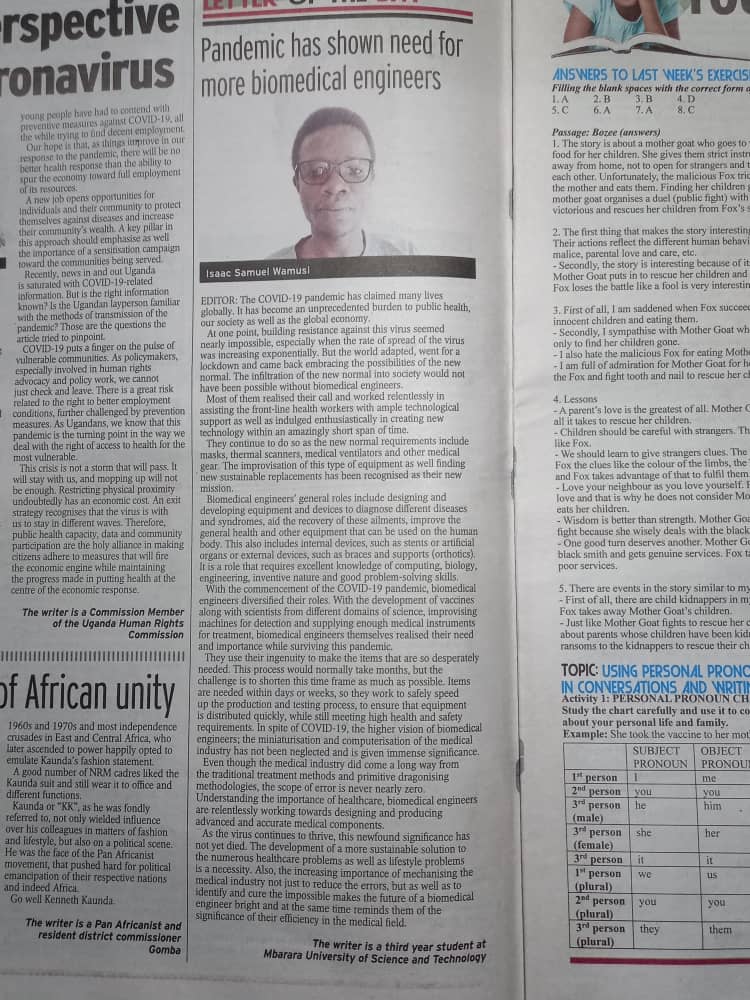 A very insightful piece by one of our very own BME III student, Mr. Wamusi Isaac Samuel. Well done lad. <a href="/MbararaUST/">Mbarara University</a> <a href="/BMESociety/">Biomedical Engineering Society</a> <a href="/MinofHealthUG/">Ministry of Health- Uganda</a> <a href="/unamhe/">UNAMHE</a> #SuceedWeMUST