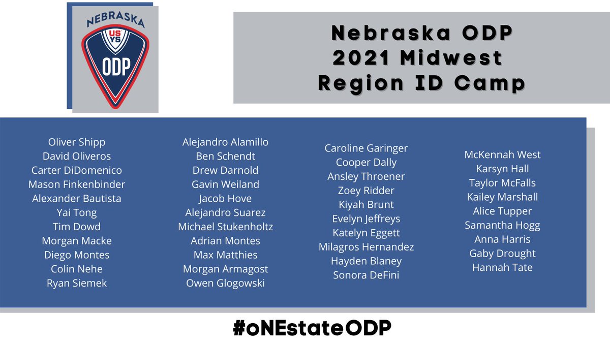 NEBStateSoccer's tweet photo. Congrats to our #nebODP players who got invited to attend the Midwest Region ID camp! #oNEstateODP https://t.co/LhBPnDVWWT