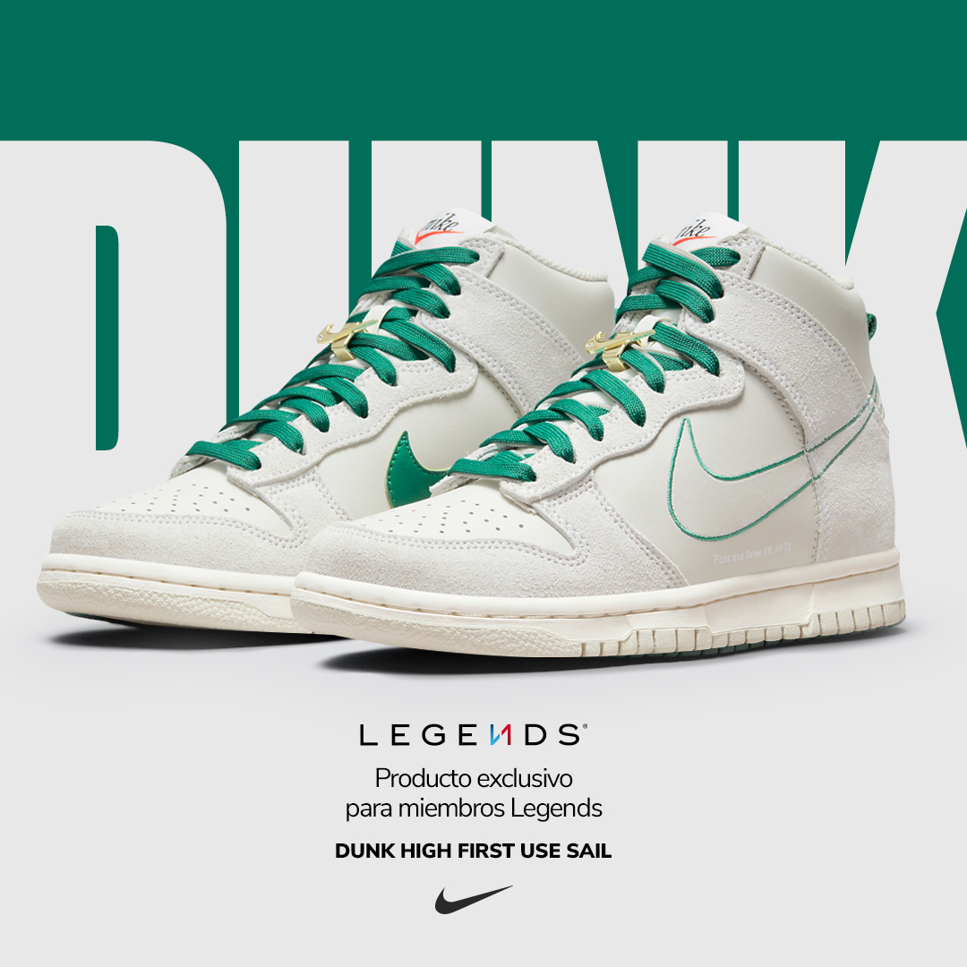 innvictusmx on Twitter: Dunk High First Use Sail GS • Nike sigue celebrando el 50 aniversario del swoosh ahora con este Dunk High para niños en una paleta de color verde