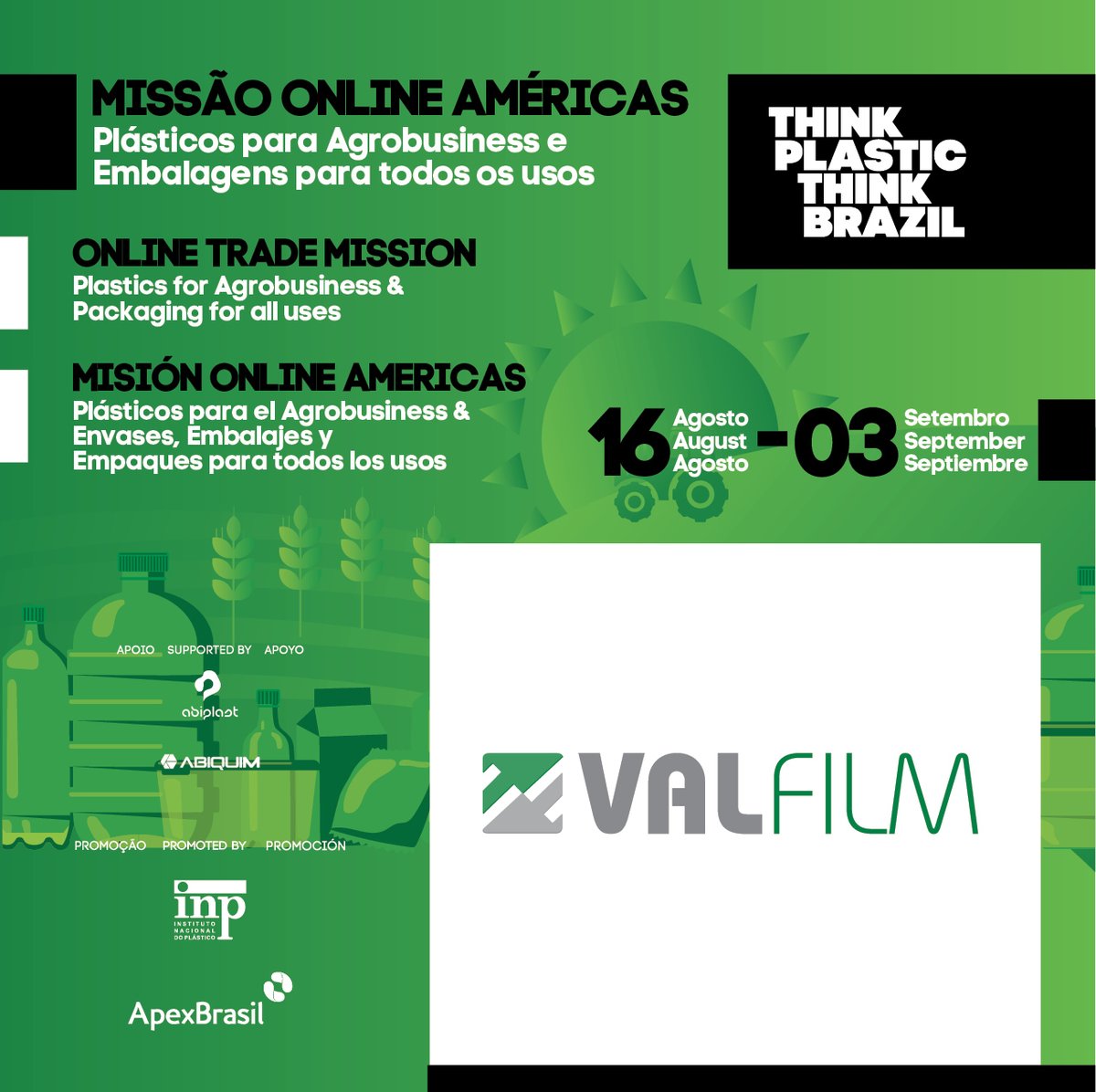 ThinkPlasticBr's tweet photo. Comprador Internacional: conheça nossas indústrias participantes
International Buyer: get to know our participant companies
Comprador internacional: conozca nuestras industrias participantes
Valfilm: https://t.co/5OUBdmhf4H https://t.co/9aBgAdbjH2
