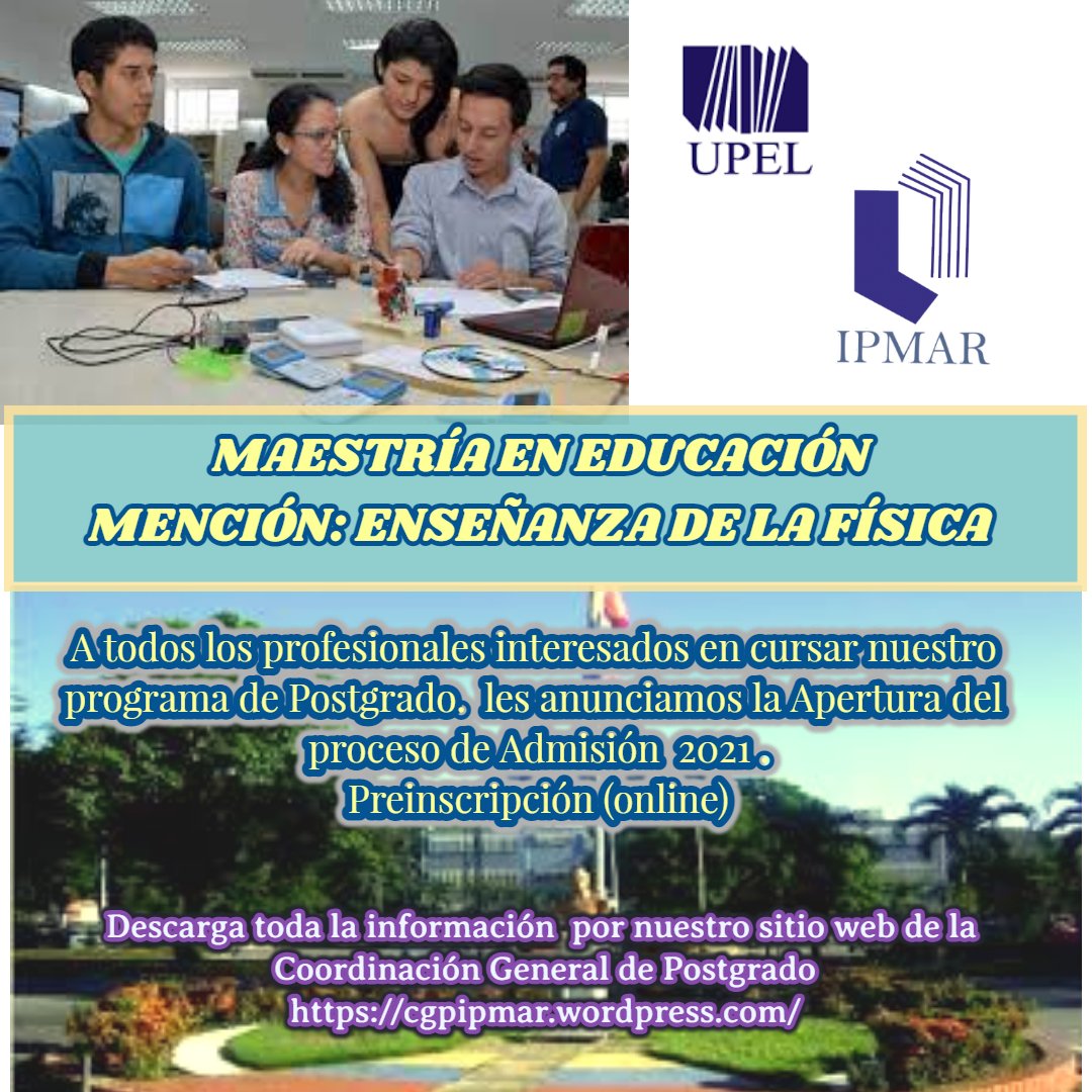 MFisicaupel's tweet photo. Abierto el Proceso de Admisión en la UPEL-Maracay. https://t.co/qi1PULYKPL