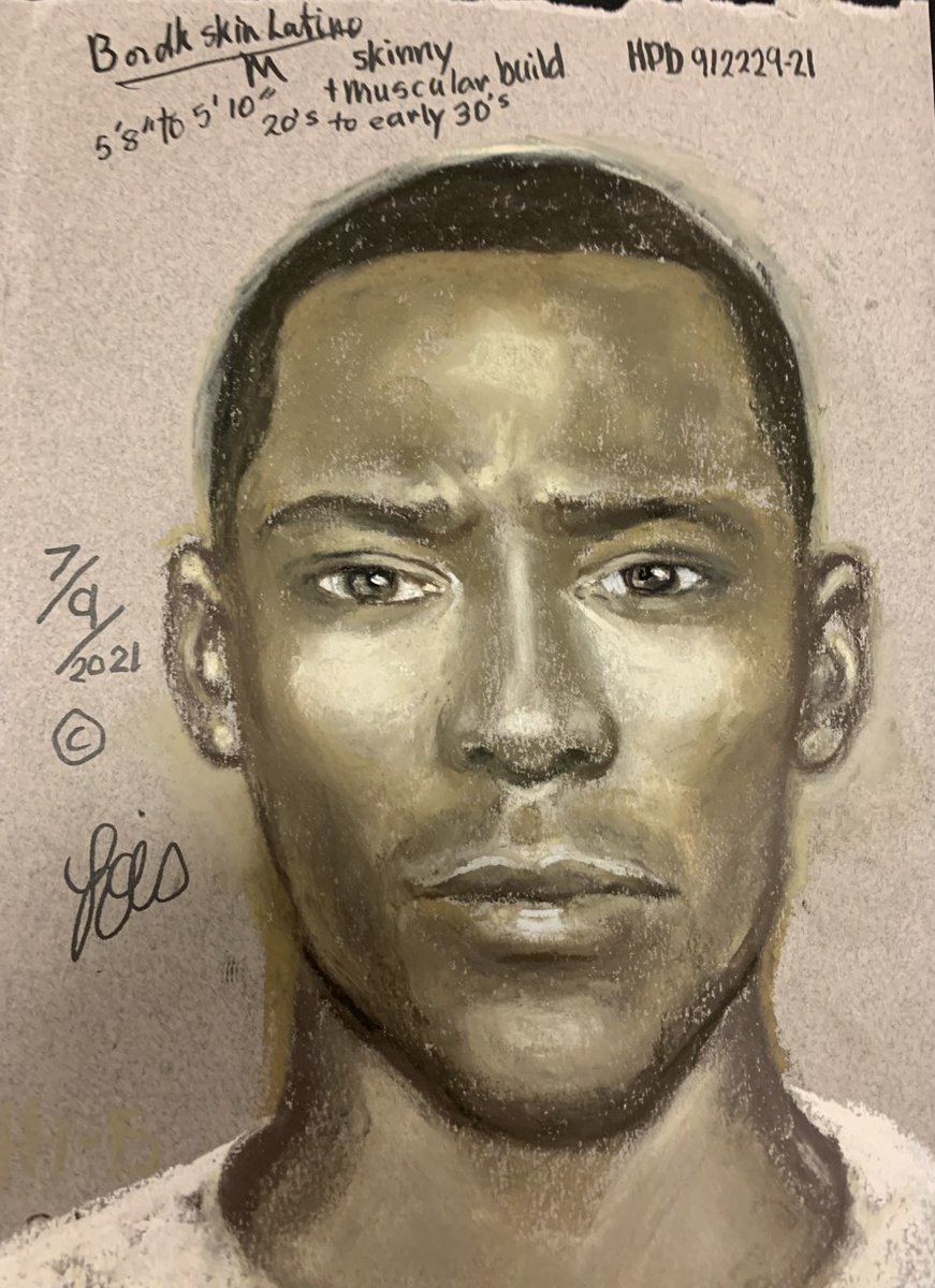 houstonpolice's tweet photo. UPDATE: Composite sketch of suspect, described as a black or Hispanic male in his 20s to early 30s.

If you can ID him, please call HPD Homicide 713-308-3600 or anonymous tips to @CrimeStopHOU 713-222-TIPS.  Reward is up to $10K for info leading to his arrest.  1/2 #hounews https://t.co/U01uI7ut22