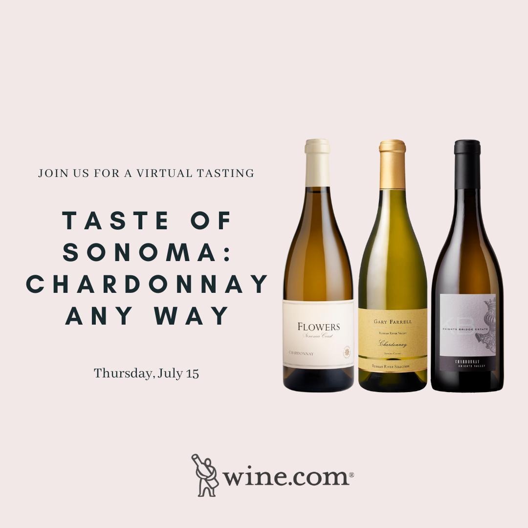 Wine.com (@wine_com) on Twitter photo In partnership with @sonomavintners join us 7/15 for a tasting of Chardonnay from Sonoma County! We’ll explore the terroirs of several of Sonoma County’s unique growing areas and discover wine from <a href="/FlowersWinery/">Flowers Winery</a>, <a href="/GaryFarrellWine/">Gary Farrell Wines</a>, and <a href="/kb_wine/">Knights Bridge Winery</a>. Visit wine.com/experiences. In partnership with @sonomavintners join us 7/15 for a tasting of Chardonnay from Sonoma County! We’ll explore the terroirs of several of Sonoma County’s unique growing areas and discover wine from <a href="/FlowersWinery/">Flowers Winery</a>, <a href="/GaryFarrellWine/">Gary Farrell Wines</a>, and <a href="/kb_wine/">Knights Bridge Winery</a>. Visit wine.com/experiences.