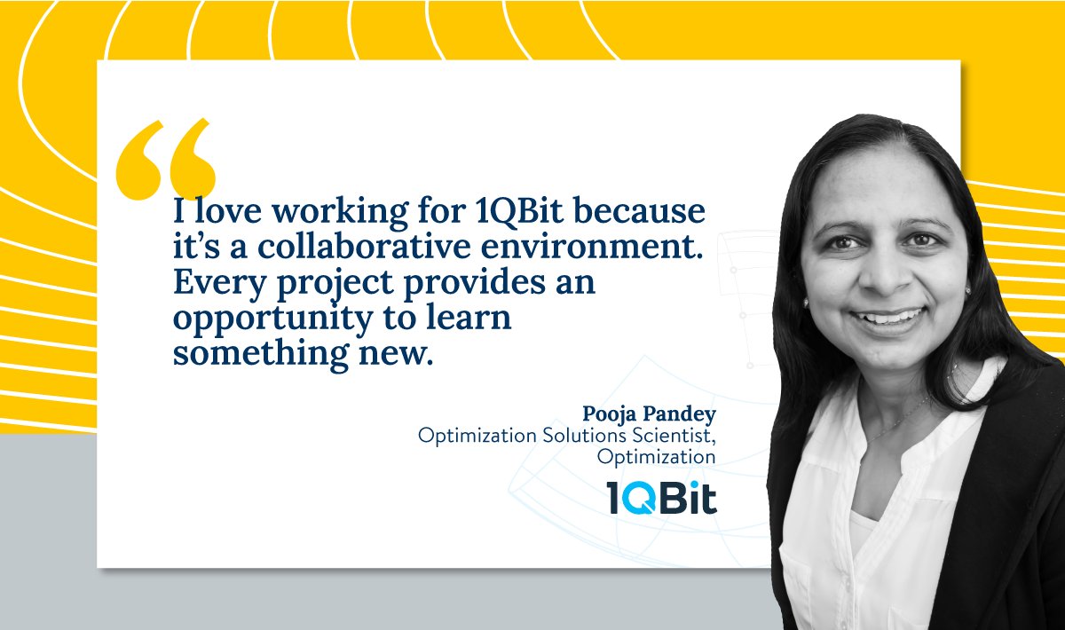 Meet Pooja Pandey. 

She is an operations research scientist who solves #optimization problems in energy, #finance, and #healthcare using both #quantum and classical computing.

Learn more about 1QBit: bit.ly/3gqxCEo

#QuantumComputing #Physics #Science #STEM #Careers