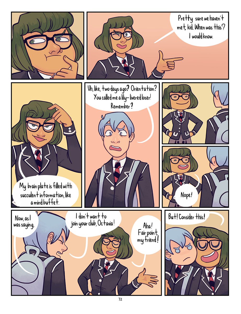 Here's the basic gist of the story:

A trans boy named Cei accidentally befriends a demon girl who can't recall who she is or understands why she exists. But the Student Council knows. The Falconhyrste school has many, many hidden secrets. 