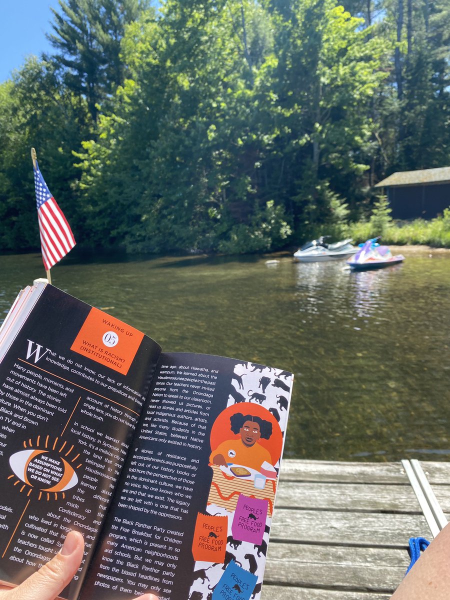 ProfeFrederick's tweet image. #WeAreD34 &amp;amp; I’m enjoying some sun while reading #ThisBookIsAntiRacist out on the lake 😎 📕 ☀️ @glenview34