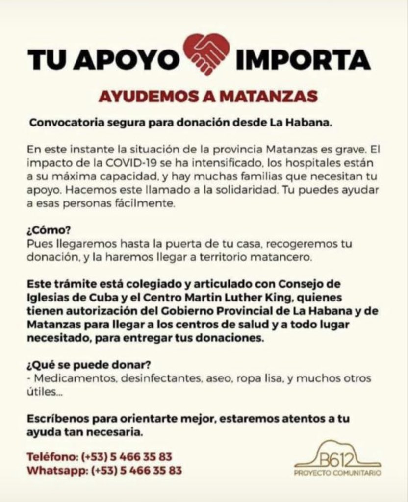 A_Seven_rap's tweet photo. Aquí tienen contactos y lugares a los que hacer sus donaciones desde la habana. Compartan para que llegue a más personas #SOSCuba #SosMatanzas https://t.co/k1NI6eFvvh