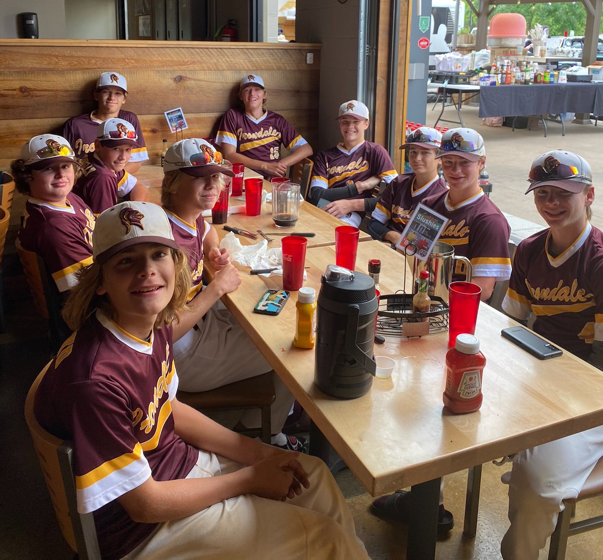 IBL 14AAA having a team lunch between games at the MBT tournament.  #IBL
