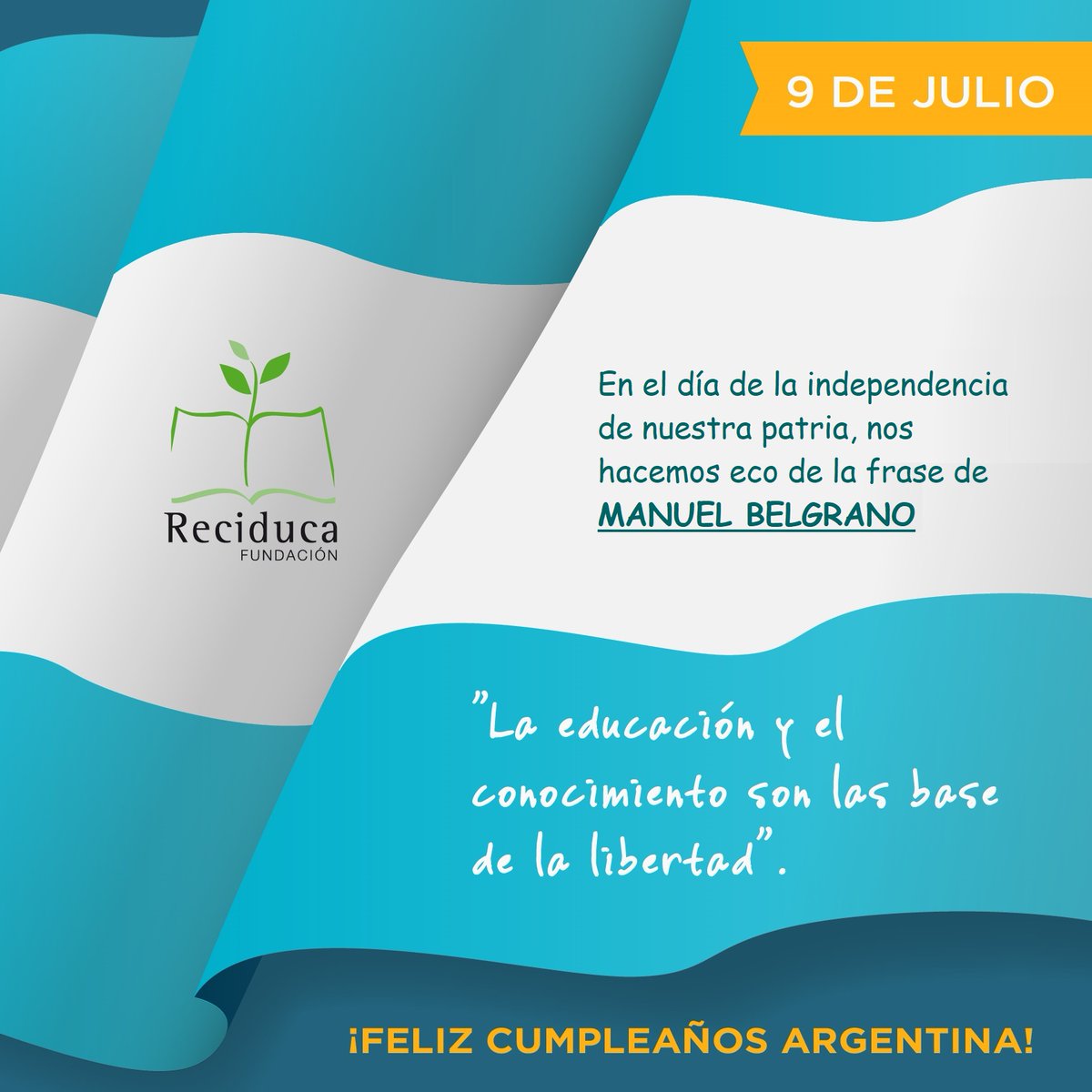 En un soleado martes 9 de Julio pero hace 205 años, se firmaba el acta que dio origen a la República Argentina en San Miguel de Tucumán.
Festejemos nuestra independencia, una celebración federal que nos une como argentinos.

#Educación #PrimerEmpleo #EmpleoJoven #DecimosPresente