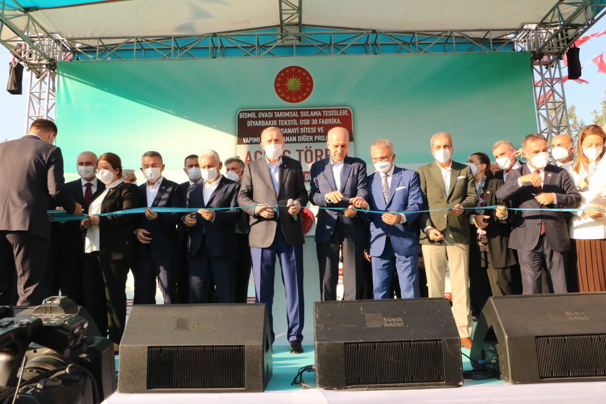 Cumhurbaşkanımız Sayın <a href="/RTErdogan/">Recep Tayyip Erdoğan</a>'ın teşrifleri ,Bismil Ovası Tarımsal Sulama Tesisleri,Diyarbakır Tekstil Osb 30 Fabrika, 4. Otosanayi Sitesi ve Yapımı Tamamlanan Diğer Projelerin açılış törenini gerçekleştirdik.