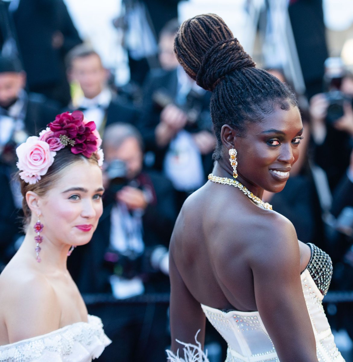 Haley Lu Richardson and Jodie Turner-Smith at the "After Yang" Premiere during the 74th Cannes Film Festival on July 8, 2021