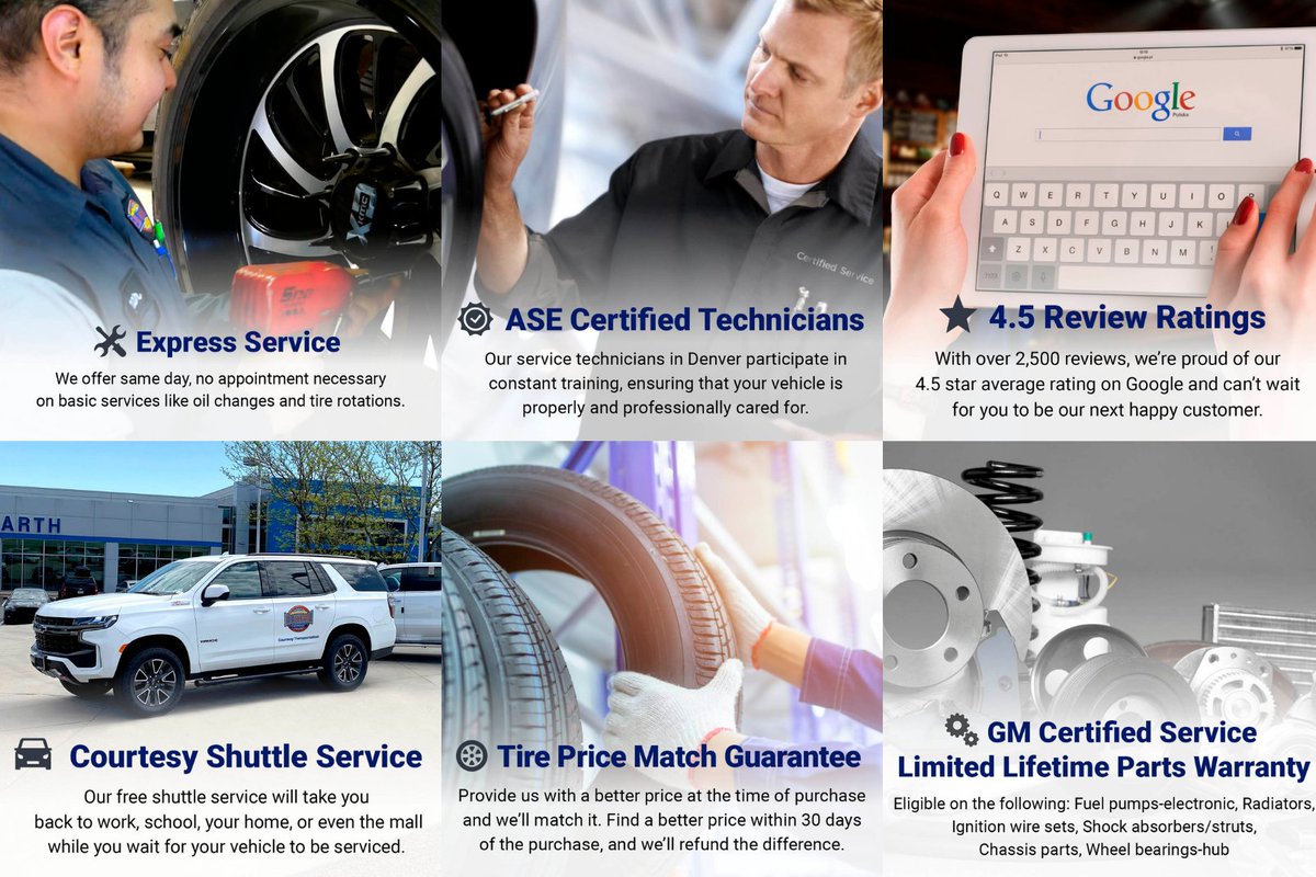 BozarthLoneTree's tweet photo. Enjoy expert service with the team at Ed Bozarth Chevrolet! We offer many different services, and are happy to provide high-quality care from a team trained specifically to take care of your Chevy! Whatever service you need, we can help! 

#MostTrustedNameInService https://t.co/ZSXVau7dPU