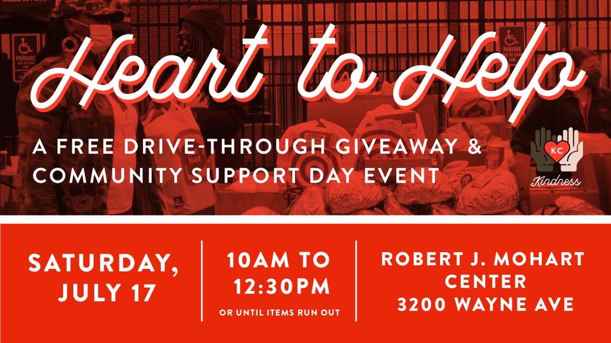 KansasCity's tweet photo. Join #KCKindness on Saturday, July 17 from 10 a.m. to 12:30 p.m. (or until items run out) at the Robert J. Mohart Center, 3200 Wayne Ave., for our free drive-through giveaway and community support day event.
https://t.co/C2pYvON24u | https://t.co/aFtBs5AZBC 1/3
#KCMO https://t.co/Vq7dRCKIyW