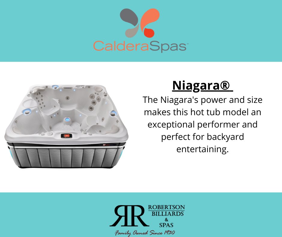 Robertson Billiards and Spas (@robertsonbilrds) on Twitter photo If you’re looking for a spa that comfortably accommodates friends and family, seating seven adults, the Niagara® hot tub is a crowd pleaser. 
Learn more: ow.ly/YM2N50FsVUt
#robertsonsbilliardsandspas #CalderaSpas #Niagara #jacuzzi #hottub #spas If you’re looking for a spa that comfortably accommodates friends and family, seating seven adults, the Niagara® hot tub is a crowd pleaser. 
Learn more: ow.ly/YM2N50FsVUt
#robertsonsbilliardsandspas #CalderaSpas #Niagara #jacuzzi #hottub #spas