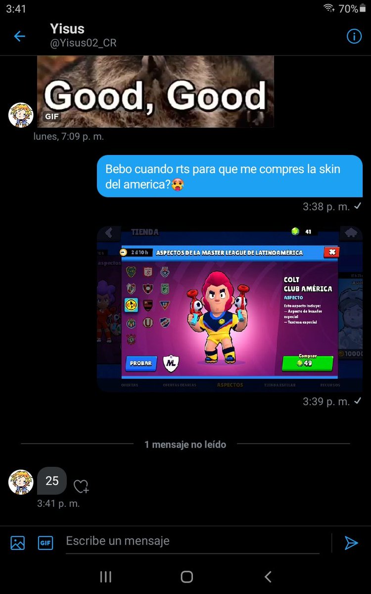 Banda 25 rts y mi hermano @Yisus02_CR  me compra la skin del america , ayuden raza👉👈