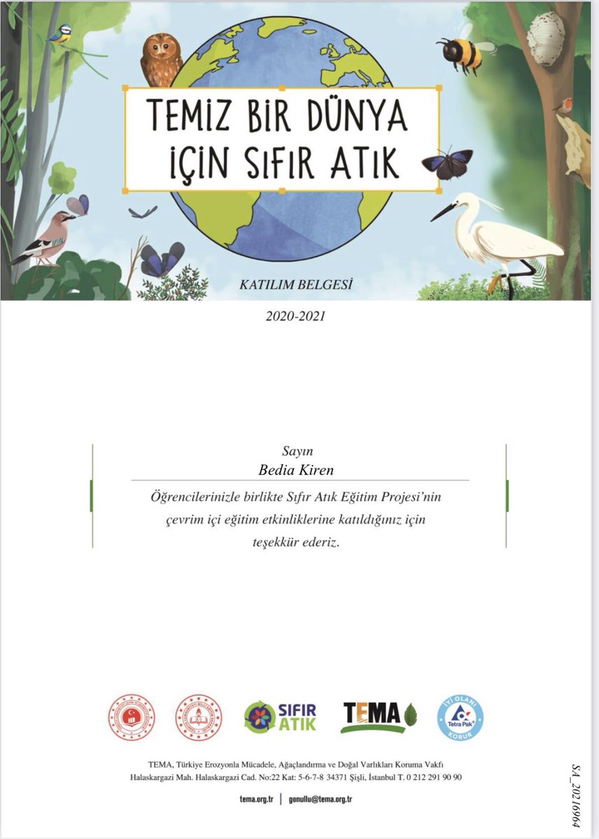 Tema❤️Katılım Belgemiz de geldi🌸<a href="/YLDZercan1957/">Ercan Yıldız🇹🇷</a> <a href="/sinopataturkil1/">sinopataturkilkokulu</a> @SinopTema