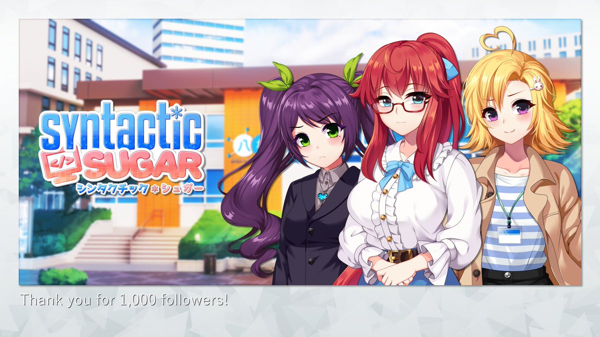 SynSugarVN's tweet photo. Thank you for 1,000 followers! 
1000人のフォロワーありがとうございます! ❤️

We look forward to sharing more of our #visualnovel project over the course of the next few months! Please join us on our journey!

#vndev #gamedev #indiedev https://t.co/AO9NiLEXso
