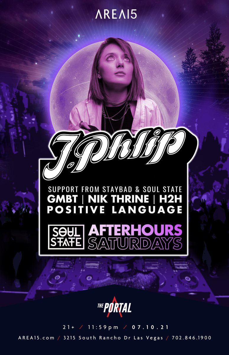 TOMORROW NIGHT! ✨ We are ready to present week two of SOUL STATE AFTERHOURS inside the Portal at <a href="/AREA15official/">AREA15</a> 👽 HOUSE MUSIC is on the lineup 🎶 Hyped to have J.Phlip headlining, with support from the Staybad &amp; Soul State crews! Tickets: solo.to/soulstate