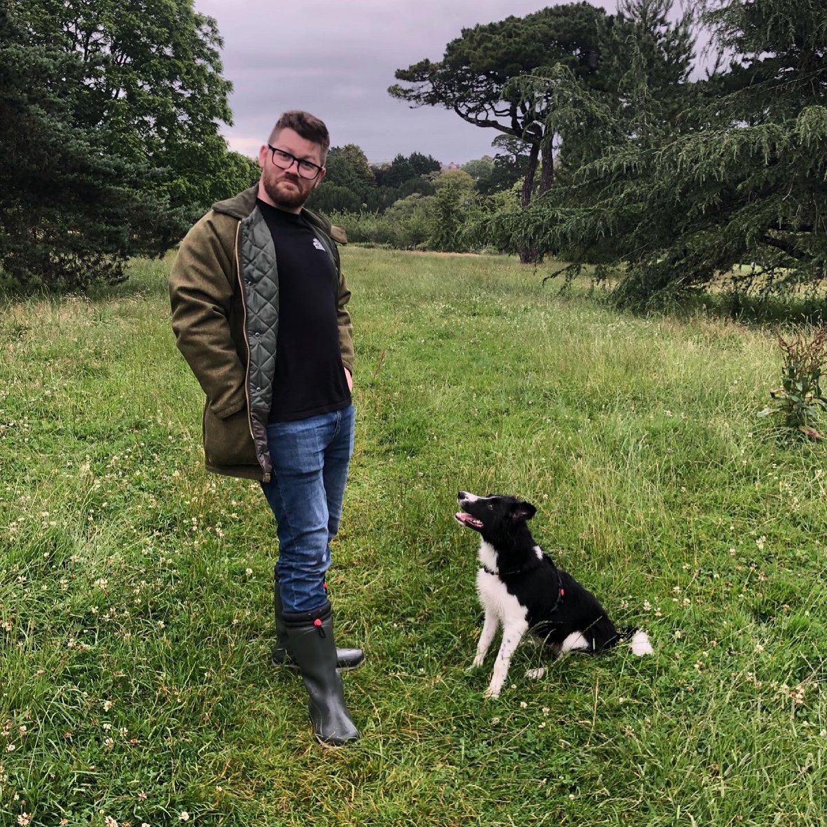 MMckracken's tweet photo. I may look like a #Tory (I assure you I am not!) but when you have dreams of owning a farm, you’ve got to look the part 😂 pup is not impressed! https://t.co/7gn9mEUpWg