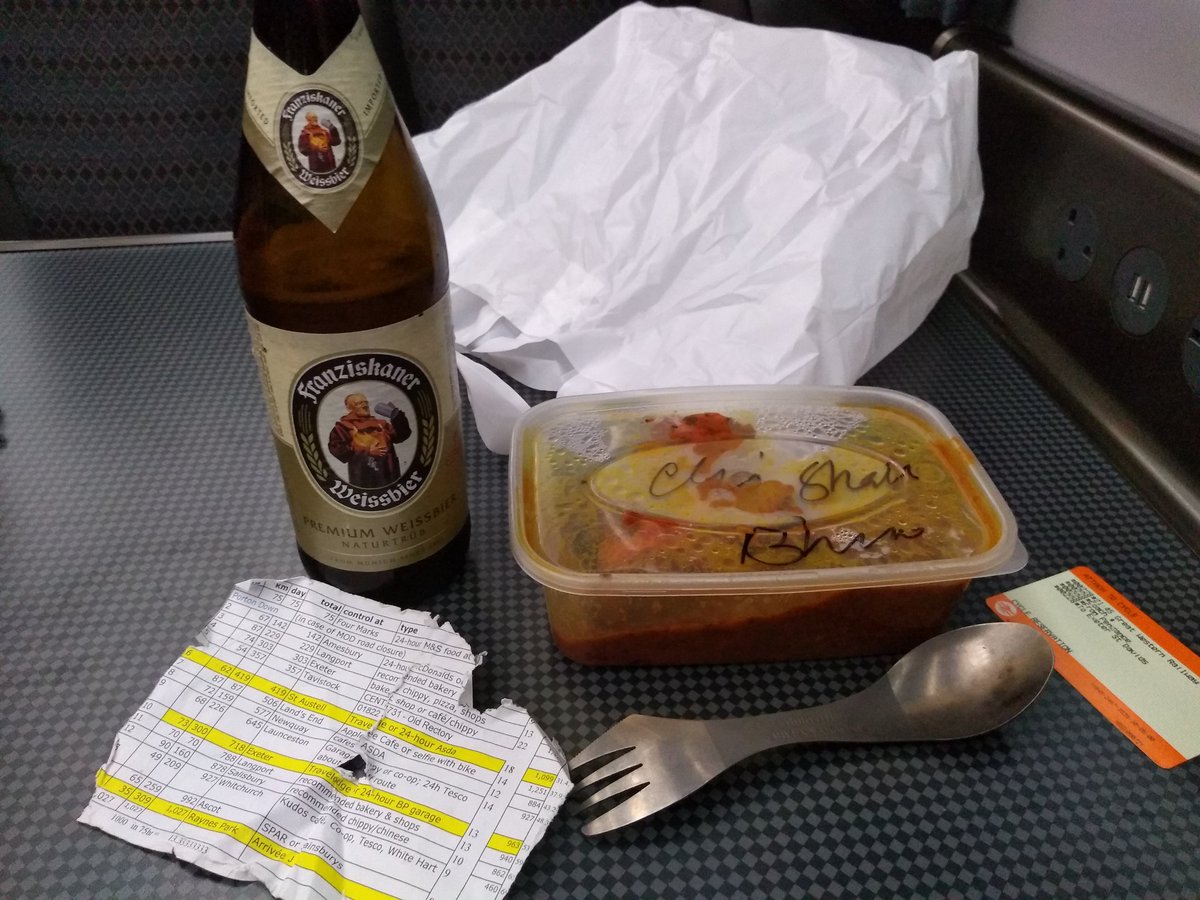 faffing's tweet photo. Second Train Pics Of #llel comes to you sooner than planned :-(
Made it half-way but 7hours down due to Mild Mechanicals.
Now on VERY civilised sleeper train from (underwater) Penzance. Should make finishers party :-) #audaxuk https://t.co/UUMHoY1ZM5