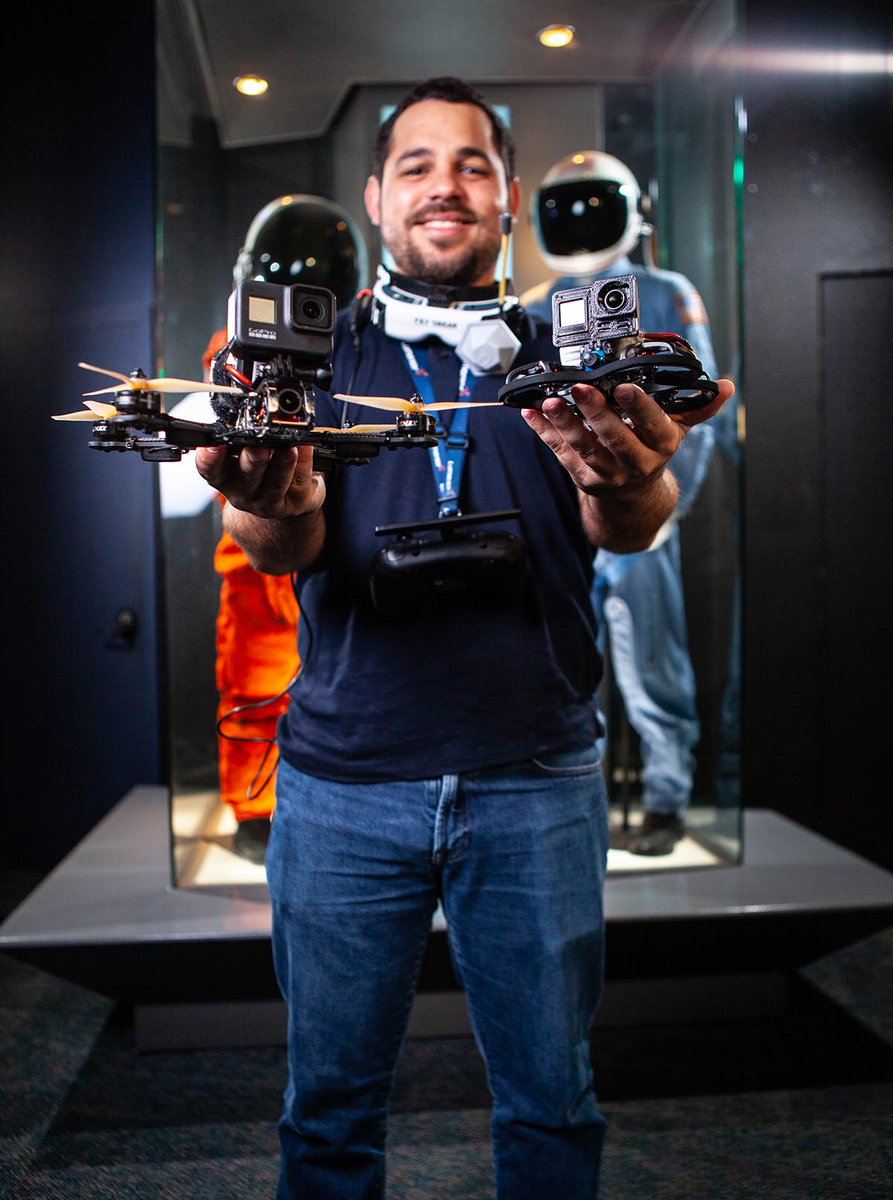 SpaceCenterHou's tweet photo. Change your perspective &amp; see what it's like to fly through, around &amp; above our largest artifacts. Go explore our captivating new footage &amp; find out how it was filmed in a Q&amp;A with the drone pilot: https://t.co/cJDTsZXAlb https://t.co/pOhXIMrMhq
