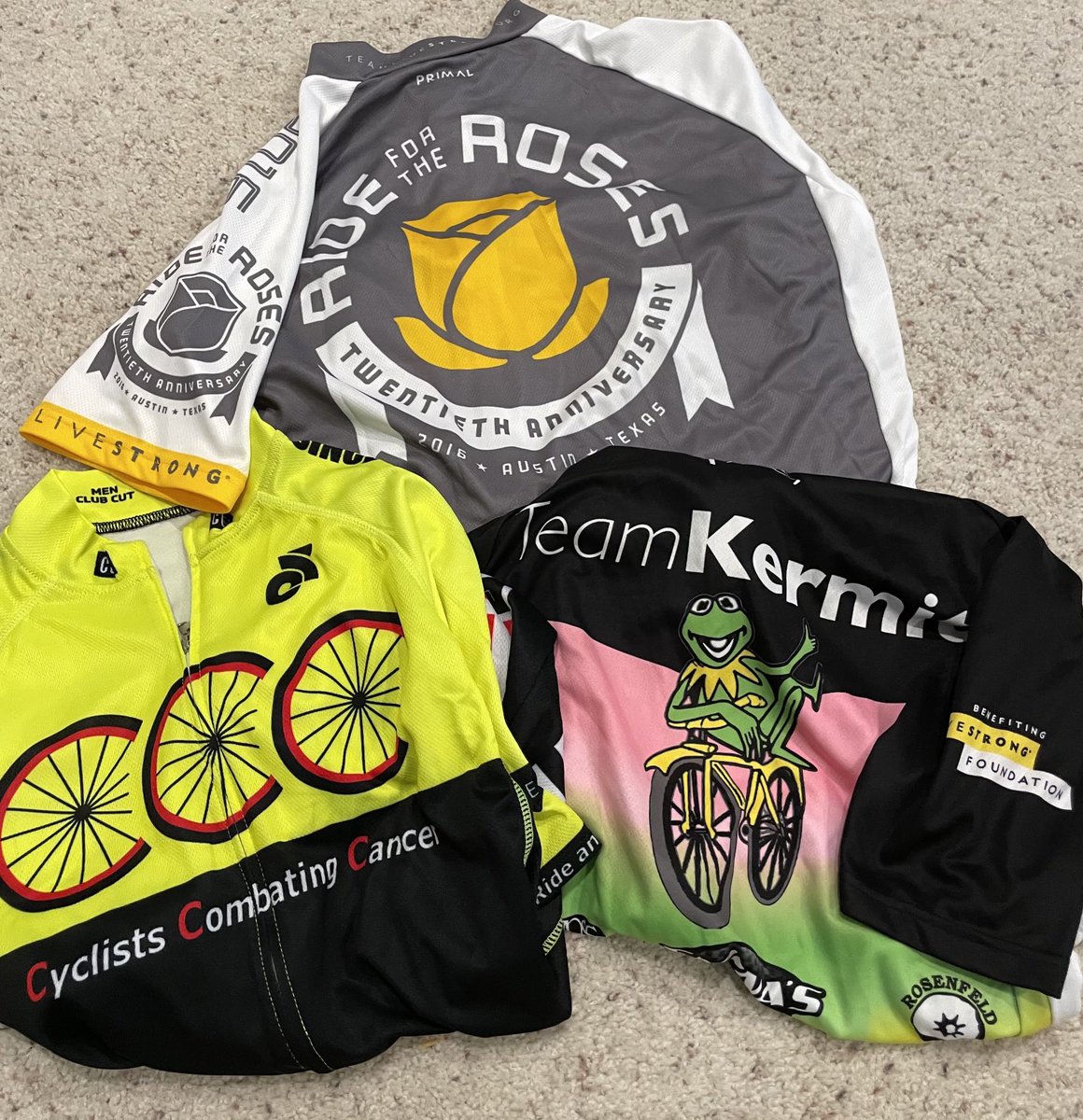Day 2 w/ @Livestrong and #RAGBRAI in the books. Lots of Rain has made this hard. Too many favorite jerseys to land on just one. Gotta shout out favorites Teams - ⁦@ccc_ridetolive and ⁦<a href="/Team_Kermit/">TeamKermit</a>⁩ both raise tons of money for Livestrong and Cancer
